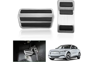 ‎GAFAT GAFAT Kompatibel mit Ford Mustang Mach-E 2021-2024 2025 Gaspedal Bremspedal Fußstütze Fußrasten, Mach-e Pedalkappen Abdeckung (Silber)