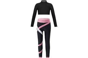 LiiYii Enfant Fille Ensemble Vêtement de Sport Gym Yoga Tenue de Danse Débardeur Camouflage Soutien-Gorge sans Manche Leggings Elastique Bodysuit Fitness Running 4-16 Ans