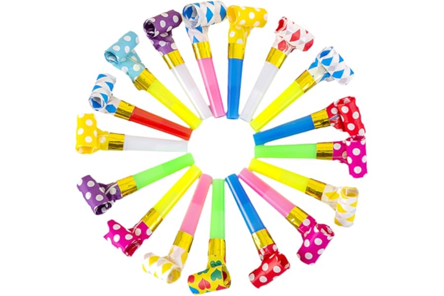 20 Pcs Party Blowers for Kids Adults,Birthday Party Blower,Whistles Blower Kids,Colourful & Fun Whistles for Kid,PartyHorn Toys, for Birthdays,New Year,Graduation,PartyBag Fillers Gift