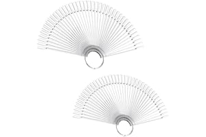 kuou 100 PCS Clear Fake Nail Swatches Fan-shaped Nails Display Sticks, Nail Art Tips Color Sticks Pop Sticks Nail Display Ring for Nail Gel Polish Practice