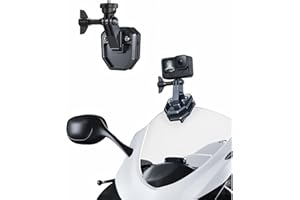 TELESIN Soporte de Aluminio para Parabrisas de Moto con Abrazadera Clip Compatible con Hero 13 12 11 10 9 Insta360 X5 X4 X3 Ace Pro Osmo Action 6 5 Pro 4 3 2 Accesorios para Motos y cámaras de acción
