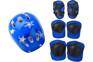 TiaoBug Kids Adjustable Helmet Toddler Helmet Protective Gear with Knee Pads Elbow Pads Wrist Guard Set for Unisex Boys Girls Sport Protection