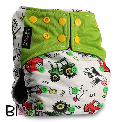 LittleBloom, Reusable Pocket Real Cloth Nappy Washable Diaper BAMBOO CHARCOAL, Pattern 3, Without Insert, (see "Special Offers and Product Promotions" for Special Offers Detail)