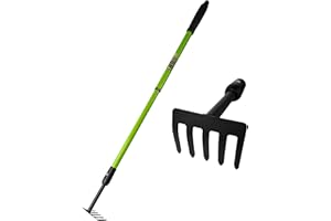 YIAD DRAGON HORSE Small Rake Garden Rake Hand Rakes, Ajustable Handle Gardening Hand Cultivator Garden Tool with Non Slip Handle Hand Weeder Tool for Weeding Tilling Soil Planting