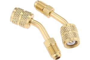 gohantee R410a Adapter for Mini Split System Air Conditioners, HVAC and Refrigeration Service with 45° angle Thimble 5/16 Female, 1/4 Male SAE Swivel Adapter