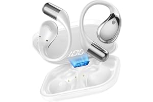 Conyat Open-Ear Headphones, Bluetooth 6.0 Wireless Earbuds Powerful Sound, 40H Open Ear Earbuds with Mic, Adjustable Ear Hooks, Ultra-Comfort, IPX7 Waterproof Earphones for Workouts/Running, White
