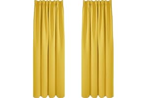 Deconovo Cortinas Salón Opacas Modernas Térmicas Aislante Decorativas Fruncidas 2 Piezas 140x210cm Limón