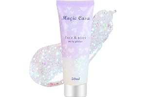 BoloShine Glitter Corpo Gel, Liquido Paillettes Cosmetic per Viso Unghie Occhi Labbra Capelli,Sirena Trucco Make up Kit, Bambini Donne Festival Musicali Halloween Feste Natale 50ML (Bianco)