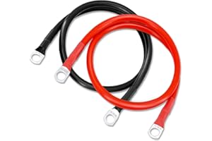 Gorffy Batteriekabel 50cm 2 Stück, Batteriekabel 35mm² 2 AWG, 12v Autobatterie Kabel mit SC35-10 Ringklemmen, M10 Kupferdraht Batterie Kabel, 12v Batteriekabel für Auto, Wohnmobil und LKW