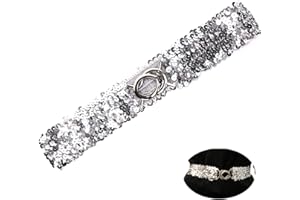 YouU Fashion Women Ladies Elastic Sequin Color Belt Stretch Belly Wide Waistband Wrap Buckle Corset Costume