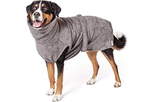 Lill's Hundebademantel 100% Bio-Baumwolle, Bademantel Hund, extra saugfähig Stone Grey (Grau) (XXL: 70 cm Rückenlänge)
