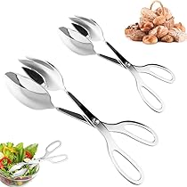 Set 6 Pinze Da Portata In Acciaio Inox – 22,5 Cm – A Semicerchio E Tonde – Per Buffet, Insalate, Pane, Antipasti