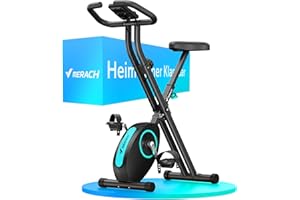 MERACH Folding Exercise Bike, Home Trainer with LCD Display, 16-Level Magnetic Resistance Foldable Stationary Exercise Bike, Comfortable Seat, Space-Saving, Capacity 136KG