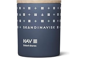 Skandinavisk HAV 'Sea' Mini Scented Candle. Fragrance Notes: Salt Spray and Sea Kelp, Hawthorn and Beach Rose. 65 g.