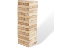 WOODENFUN Torre gigante in legno impilabile da 0,4 m – 1,2 m grande Tumble Tower giochi Jumbo Toppling Blocks giocattolo per bambini, adulti e famiglia (colore legno)