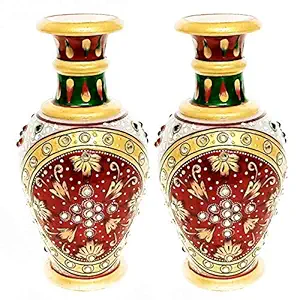 Marble Flower Pot (6 inch, Multicolour)