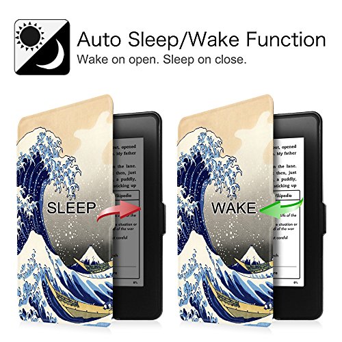 Fintie Kindle Paperwhite Hülle – Die dünnste und leichteste Smartshell Case Schutzhülle Tasche mit auto Sleep / Wake für den neuen Kindle Paperwhite 2016 (mit 300 ppi-Display, 6 Zoll, und integrierter Beleuchtung) und alle Modelle von 2012, 2013, 2014, 2015 – Die Wellen - 2