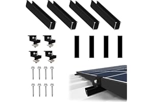 Xkzhrr Solarmodul Halterung Kit, PV Halterung Montageset - 12CM Schwarze Schiene + 30-35mm Verstellbare, Halterung Solarpanel für Flachdach Trapezdach Blechdach (Fur 1X Solarmodule)