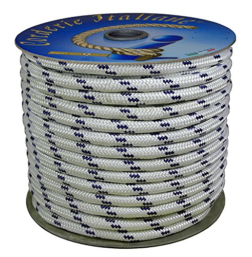 Corderie Italiane 6000518-00 Braid Nautica, 10 Mm-030 Mt, Blanco Con Etiqueta De Plástico Azul, color: Blanco con azul Marcador