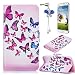 Produktbild Samsung Galaxy J3 (2016) SM-J320F Hülle Handytasche, Sunroyal 3 in 1 Zubehör Samsung Galaxy J3 (2016) SM-J320F Lightweight Slim PU Tasche Klapp Flip Folding Magnetisch PU Leder Flip Cover Tasche mit Kartensteckplatz Brieftasche Hinterschale Kartenschlitz, Flying Butterfly Schmetterling Muster Painted Series