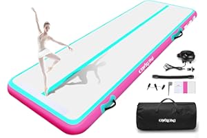 OWROMI Inflatable Tumble Track Gymnastic Mat 6.6ft 10ft 13ft 16ft 4/8 Inch Thickness Mats with Air Pump for GYM/Yoga/Dance/Water Fun