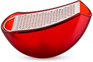 Alessi Parmenide AARU01 R - Design Grater with Cheese Cellar, in Thermoplastic Resin Polished Steel, Red
