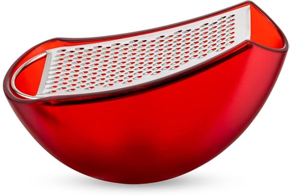 Alessi Parmenide AARU01 R - Râpe avec Ramasseur de Motifs, en Résine Thermoplastique et Acier Poli, Rouge