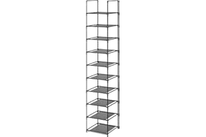 edihome, Zapatero Estrecho, 10 Niveles, (33 x 33 x 173 cm), Organizador Zapatos, Zapateros Estrechos y Altos, de Plastico, Vertical, Estanteria, Show Rack, Sapateira (10 Baldas - L)