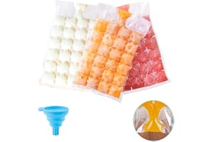 VENGA AMIGOS (100 pièces) Ice Cube Sacs jetables,avec Entonnoir en Silicone,Ausage Unique Sacs a Glace,A glacons Outil de Boisson D'Ete