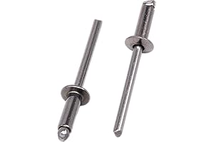 SKIR'CO (förpackning med 50 st) Blindnitar i rostfritt stål 4,0 x 12 mm, kupolhuvud, popnitar, DIN 7337, A2 nitar