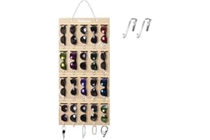 SIMBOOM Wandmontierte Sonnenbrille Organizer, 20 Slots Abnehmbare Filz Sonnenbrillen Hänge Organizer Staubdichter Brillen-Aufbewahrung Brille Display Organizer, Abnehmbare-Beige