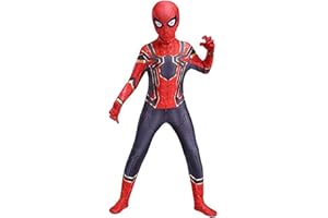 KJHGVBM Costume Spiderman Bambino,Costumi Spiderman Adulto Far from Home,Halloween Carnival Spiderman Classic 3D Stampa Supereroe Cosplay Amazing Maschera,3-14 Anni Costume Spiderman Nero Bambino