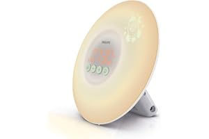 Philips Wake-up Light HF3505/01 - Despertador de luz led versión kids, radio FM, simulación del amanecer y del atardecer, 2 sonidos naturales, 1 alarma, 200 Lux, blanco