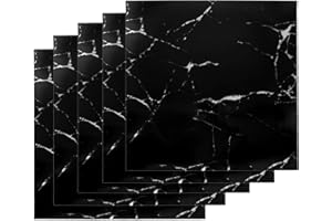 GREENSAPPIRE 40PCS Self-Adhesive Floor Tiles, 30x30cm Peel and Stick Marble Effect Vinyl Flooring – Waterproof Stick-On Tiles for Bathroom, Kitchen, Living Room, and Bedroom (40, Black Marble)