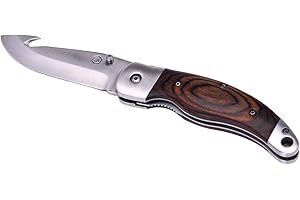 ‎LAGUIOLE LAGUIOLE - Jagdmesserbox mit schwarzer Ledertasche - Pakka Holzgriff - Klinge 1,5 cm - Edelstahl - braun