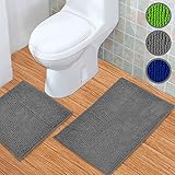 Badematten Set 2tlg – Badematte 45 x 45 cm und Badteppich 50 x 80 cm – Duschvorleger rutschfest & waschbar OHNE WC-Ausschnitt