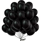 PartyWoo Black Balloons, 50 pcs 12 Inch Matte Black Balloons, Black Balloons for Balloon Garland or Balloon Arch as Party Dec