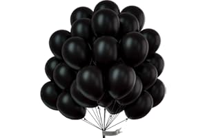 PartyWoo Black Balloons, 50 Pcs 12 Inch Latex Helium Balloons With 20m Ribbon for Birthday, Wedding, Retirement, Baby Shower Decorations