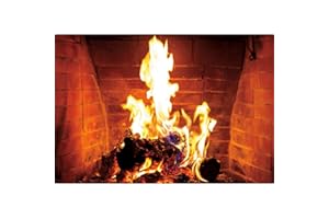 Aoihrraan 1,5x1m Gravure Bois de Chauffage Photographie Toile de Fond Vintage Brique Mur Cheminée Raging Feu Blazing Bois Arrière-Plan Noël Camping Feu de Camp Fête Portrait Photo Studio Accessoires