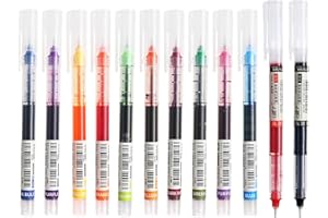 Anller 12 penne a sfera a inchiostro liquido, punta ad ago da 0,5 mm, inchiostro ad asciugatura rapida, penne a sfera arrotolabili, 12 colori