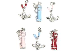 Occasions Emporium Golf Golfing Charms - Set of 6 - Enamel and Silver Plated