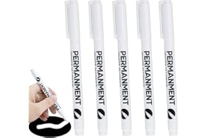 Gudemoore 5 PCS Stylo Blanc Imperméable et SéChage Rapide, Marqueur Blanc Permanent, largeur de trait 1 mm, pour Bois, Pierre, Plastique, Cuir, Verre, Métal, Toile, Céramique