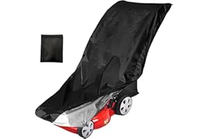 aotuo0608 Lawn Mower Cover Waterproof Heavy Duty, Windproof Anti-UV Outdoor Lawnmower Storage Cover with PU Coating & Storage Bag for Push/Stand-On Mowers (193x112x64cm) - Black