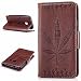 Produktbild Lonchee Samsung Galaxy J1 mini / SM-J105F (4,0 Zoll) Wallet Tasche Brieftasche Schutzhülle , Ahornblatt geprägtes Muster Design Hochwertige PU Leder Folio Tasche Case Hülle im Bookstyle mit Standfunktion Kredit Kartenfächer (braun)