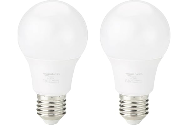 Amazon Basics Bombilla LED, rosca Edison, casquillo E27, 8 W (equivalente a 60 W), blanco frío, No Regulable, 2 Unidad, Paquete de 1