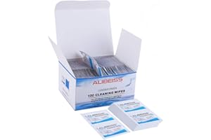 ALIBEISS Pre-Moistened Screen Wipes Computer Screen Cleaner for Eyeglasses, Tablets, Camera Lenses, Keyboards,Phone and Other Delicate Surfaces-Pack of 100