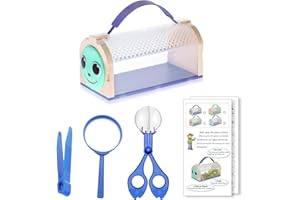LEBKFT 5 Pcs Outdoor Explorer Kit Bug Catcher Kit for Kids Adventure Bug Catcher Set Insect Catching Kit Bug Hunting Kits Insect Observation Box, Tweezers, Insect Catcher, Magnifying Glass (Blue)