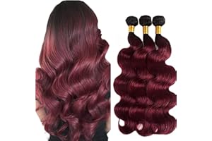 AiPliantfis Red Bundles Body Bundles Brazilian Human Hair Bundles Tissage Bresilien en lot Cheveux 3 Bundles Unprocessed Virgin Hair Brazilian Remy Human Hair Extensions 12 14 16 Zoll