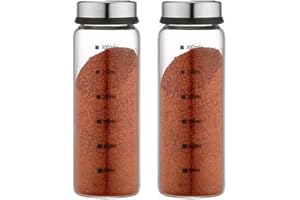 TAMUME 2pcs Agitatori per Spezie, Sale e Pepe in Vetro con Misure, Regolabili con Fori di Diverse Dimensioni per Condimenti (300ml*2)