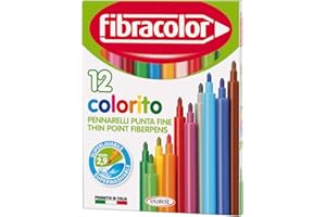Fibracolor Colorito confezione 12 pennarelli punta fine superlavabili